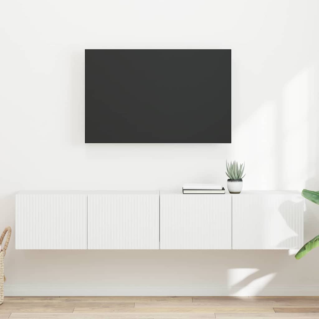 TV vægskab 2 stk. Hvid Konstrueret træ