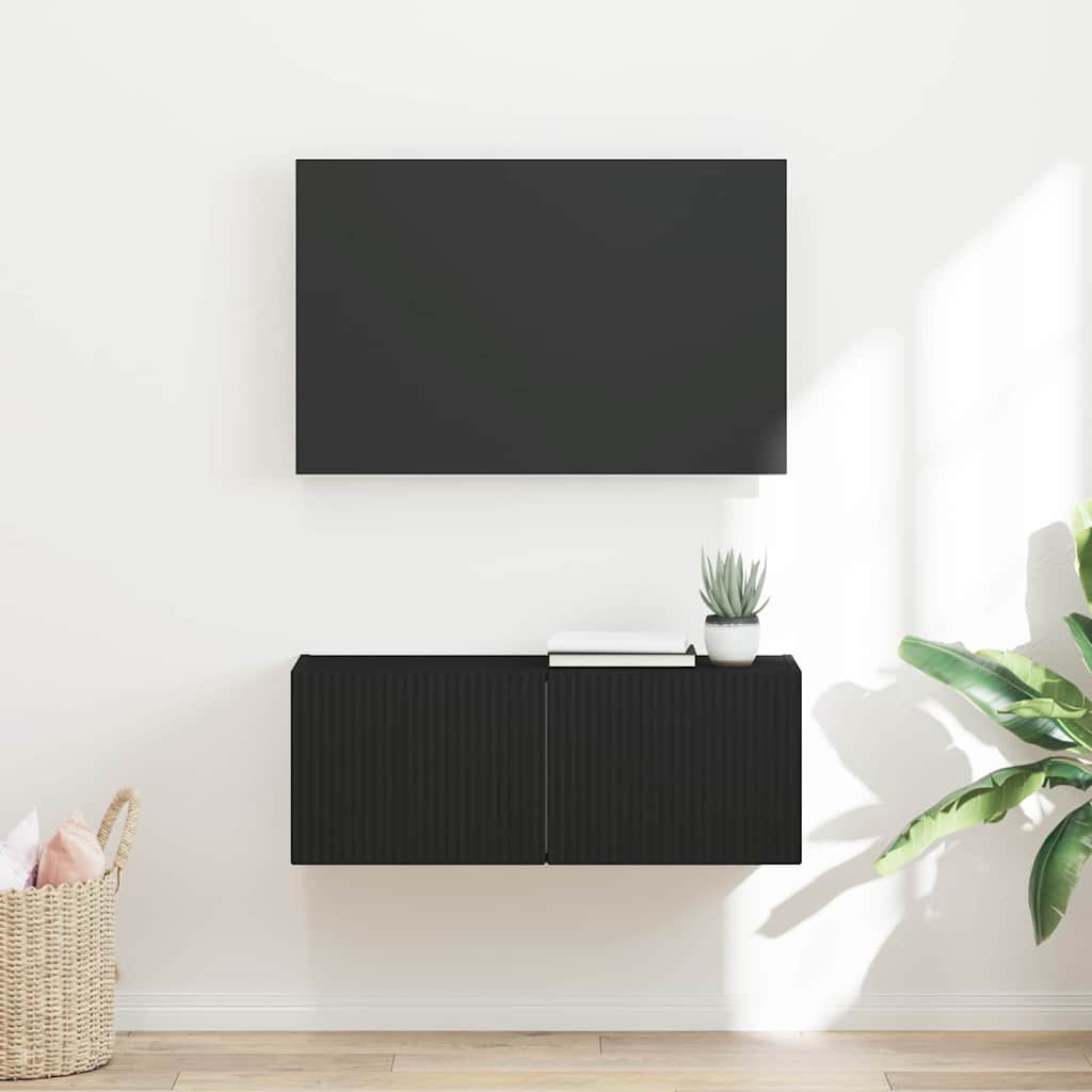 TV vægskab 78,5 x 30 x 29,5 cm Sort Konstrueret træ