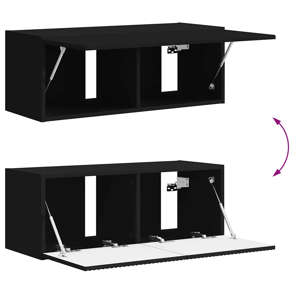 TV vægskab 78,5 x 30 x 29,5 cm Sort Konstrueret træ
