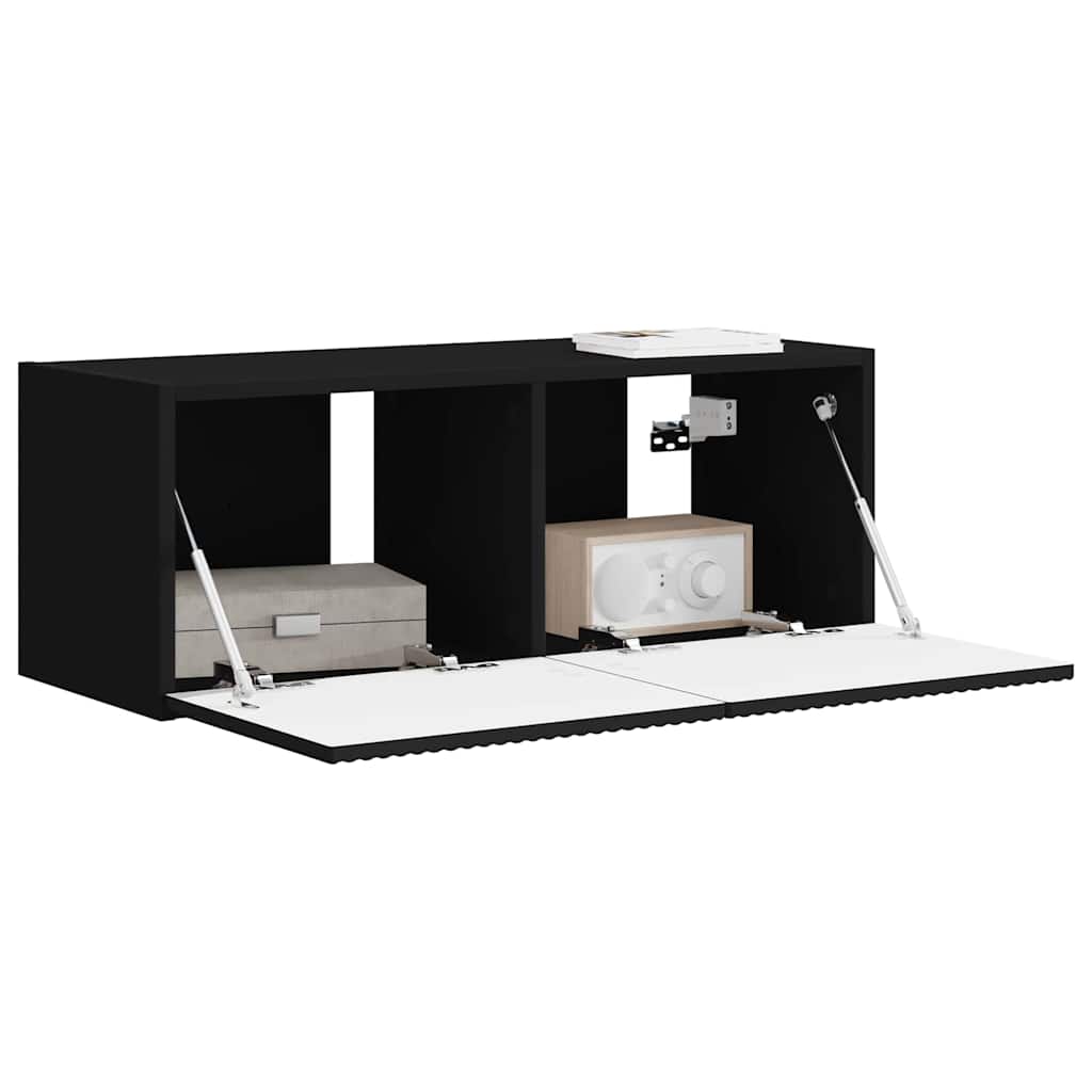 TV vægskab 78,5 x 30 x 29,5 cm Sort Konstrueret træ