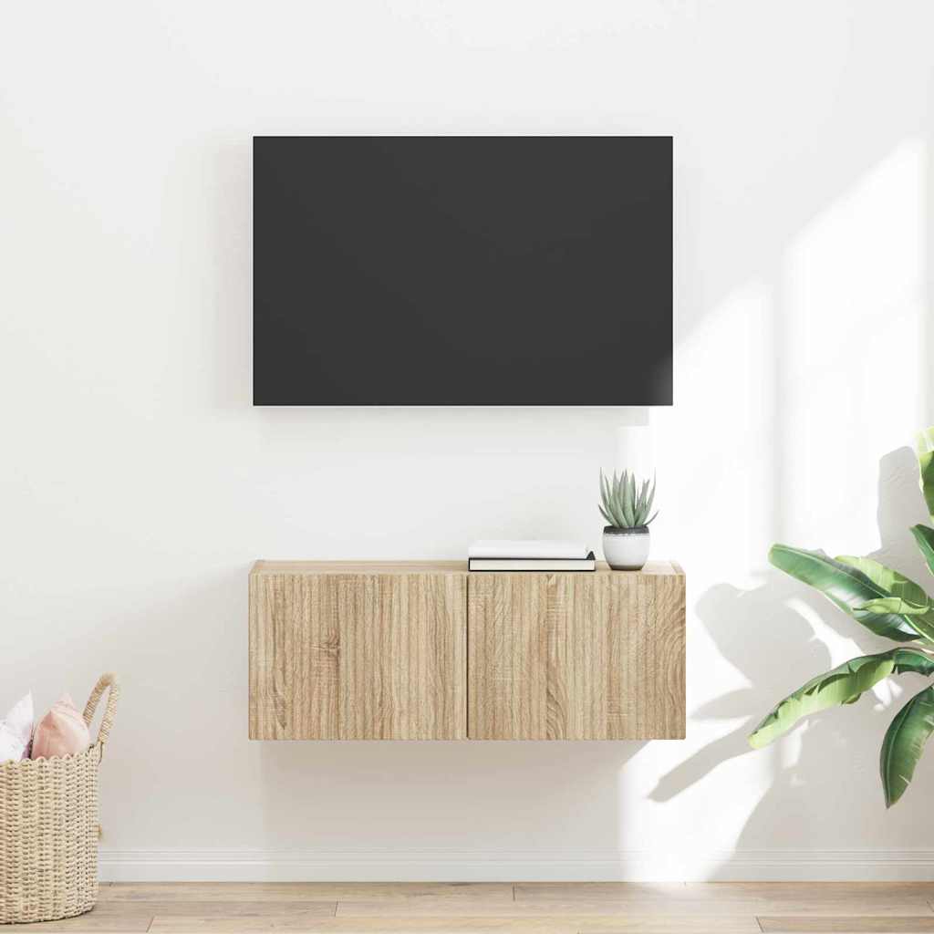 TV vægskab 78,5 x 30 x 29,5 cm Sonoma-eg Konstrueret træ