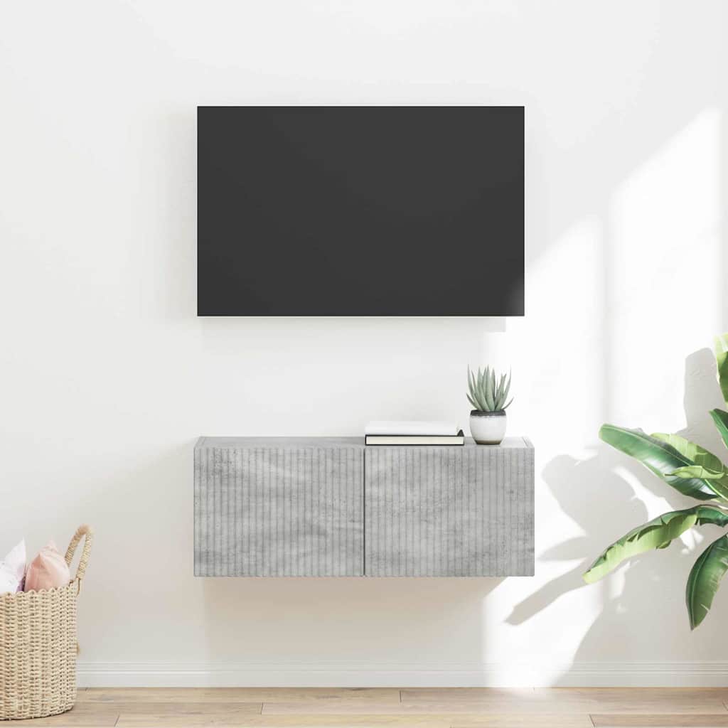 TV vægskab 78,5 x 30 x 29,5 cm Betongrå Konstrueret træ