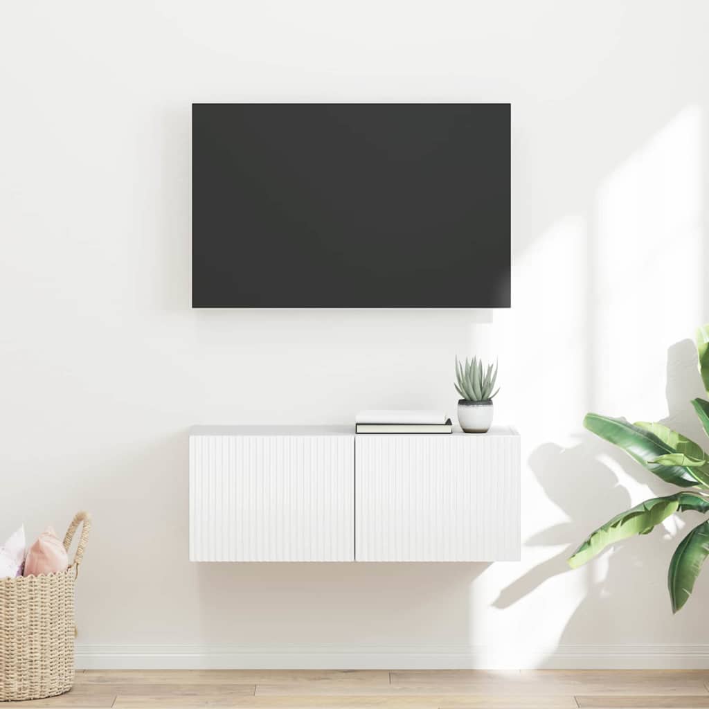 TV vægskab 78,5 x 30 x 29,5 cm Gloss Hvid Konstrueret træ