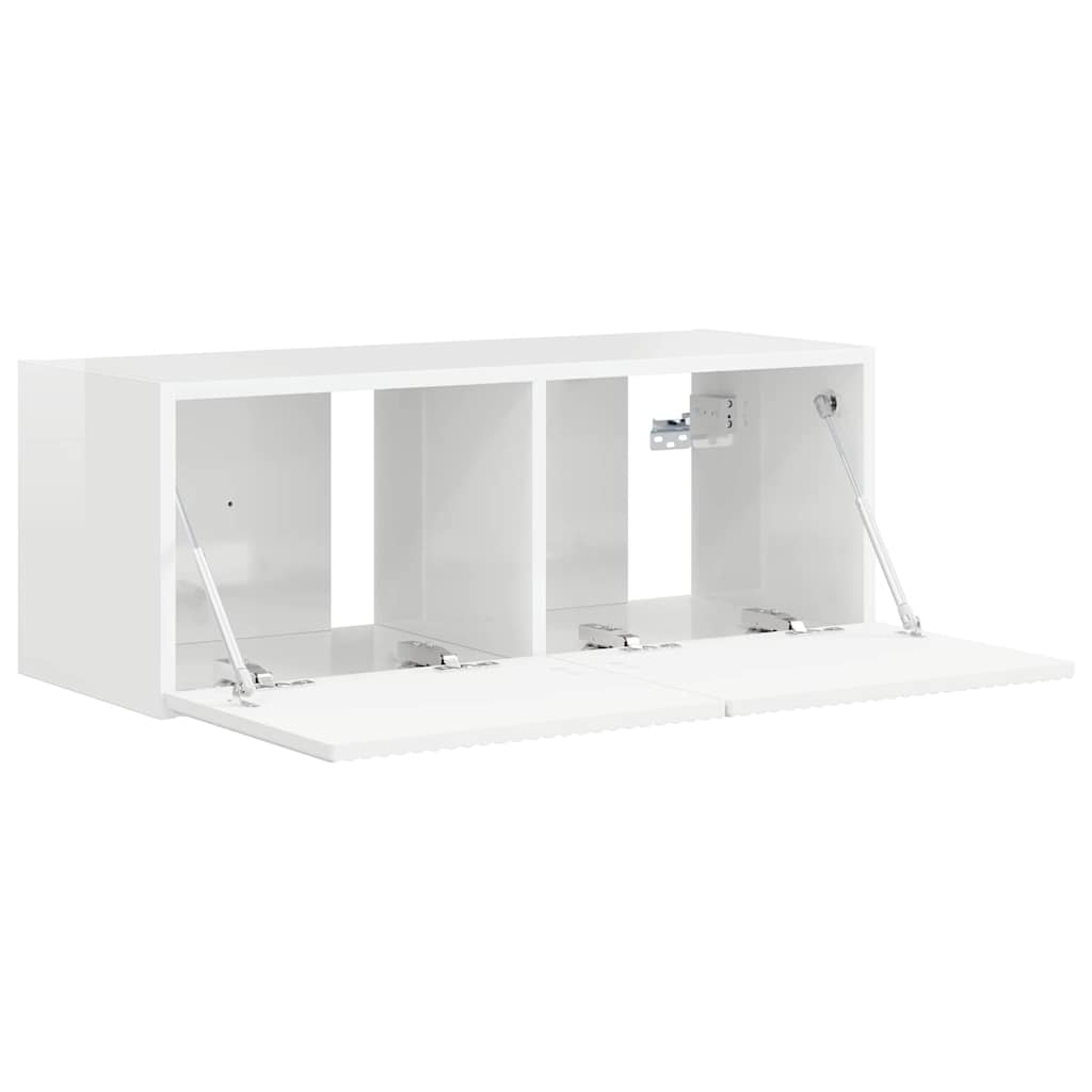 TV vægskab 78,5 x 30 x 29,5 cm Gloss Hvid Konstrueret træ