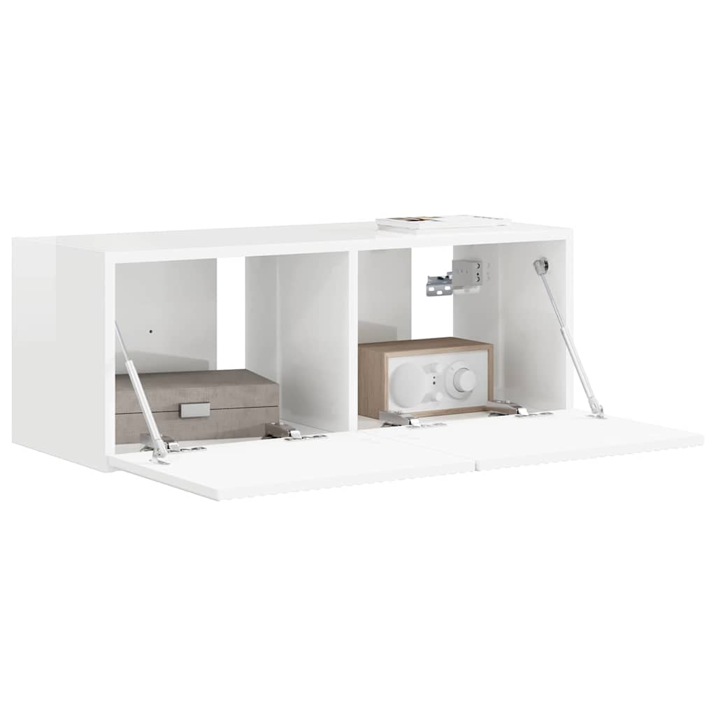 TV vægskab 78,5 x 30 x 29,5 cm Gloss Hvid Konstrueret træ