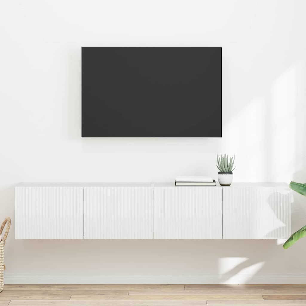 TV vægskab 2 stk. Gloss Hvid Konstrueret træ