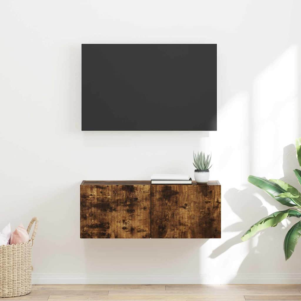 TV vægskab 78,5 x 30 x 29,5 cm Røget eg Konstrueret træ