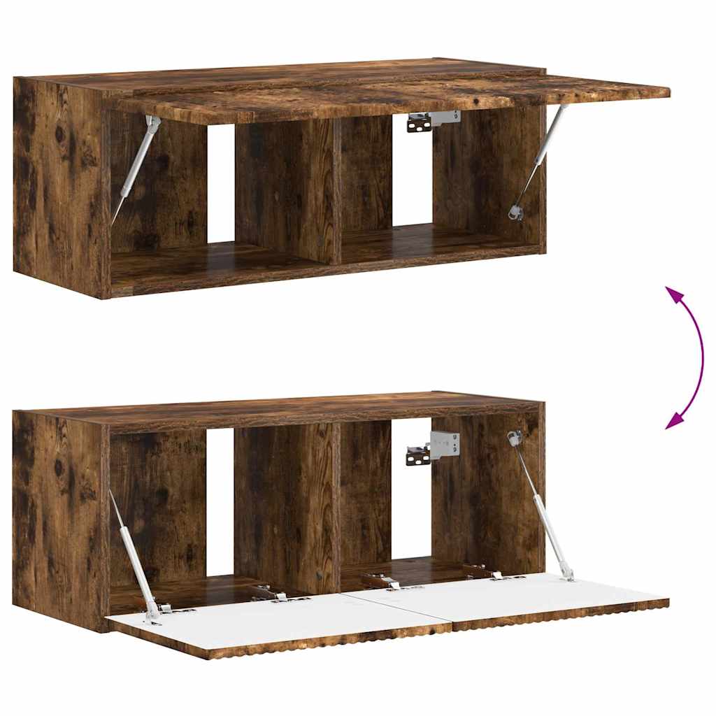TV vægskab 78,5 x 30 x 29,5 cm Røget eg Konstrueret træ