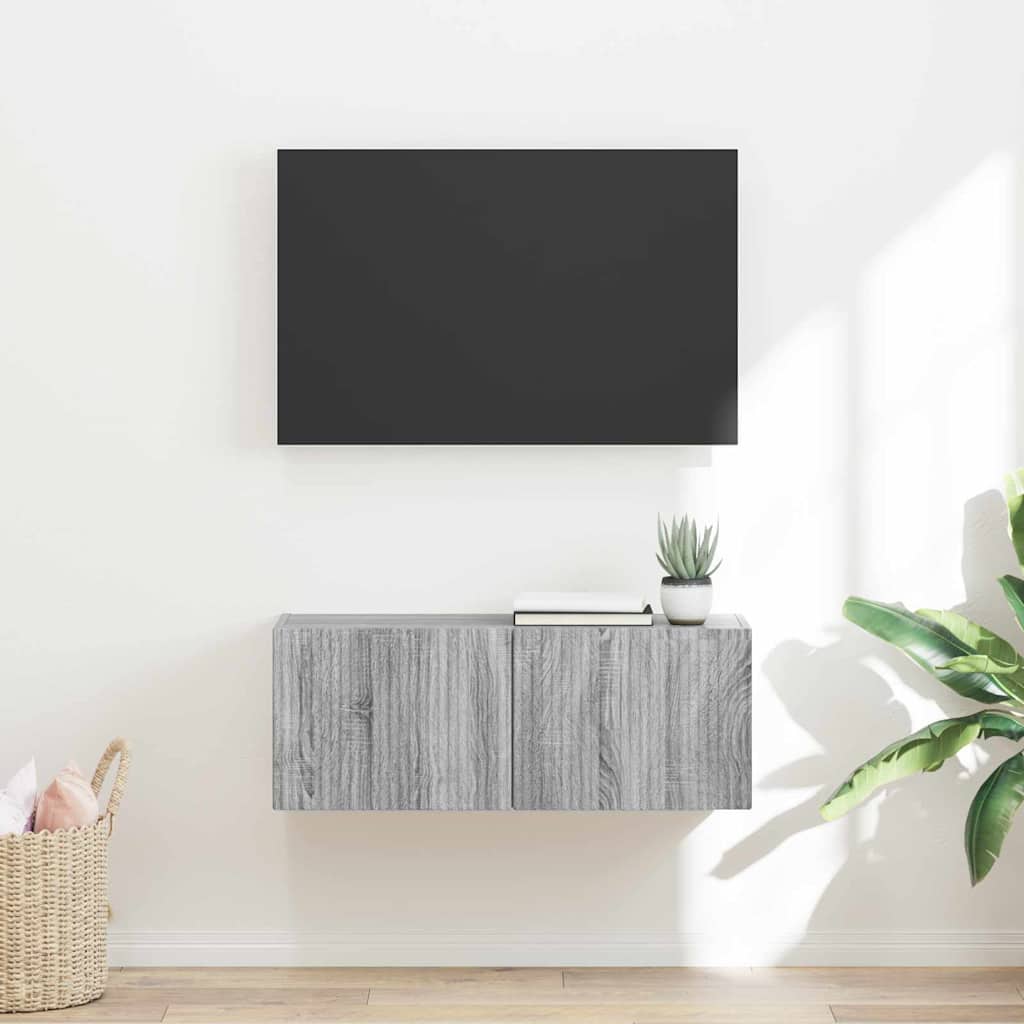 TV vægskab 78,5 x 31 x 29,5 cm Grå Sonoma Konstrueret træ