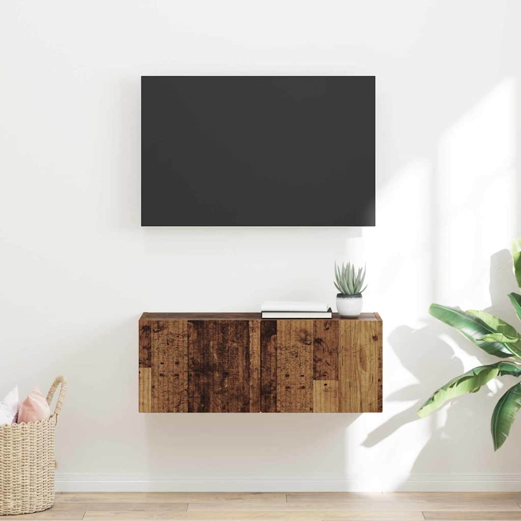 TV vægskab 78,5 x 30 x 29,5 cm Gammelt træ Konstrueret træ