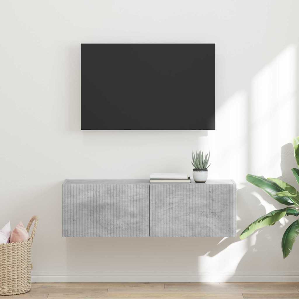 TV vægskab 98 x 31 x 29,5 cm Betongrå Konstrueret træ