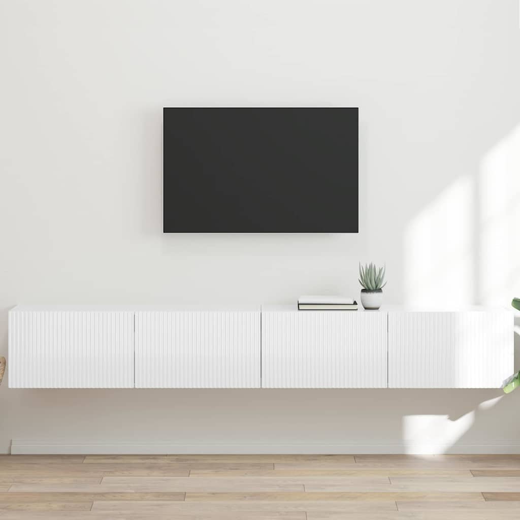 TV vægskab 2 stk. Gloss Hvid Konstrueret træ