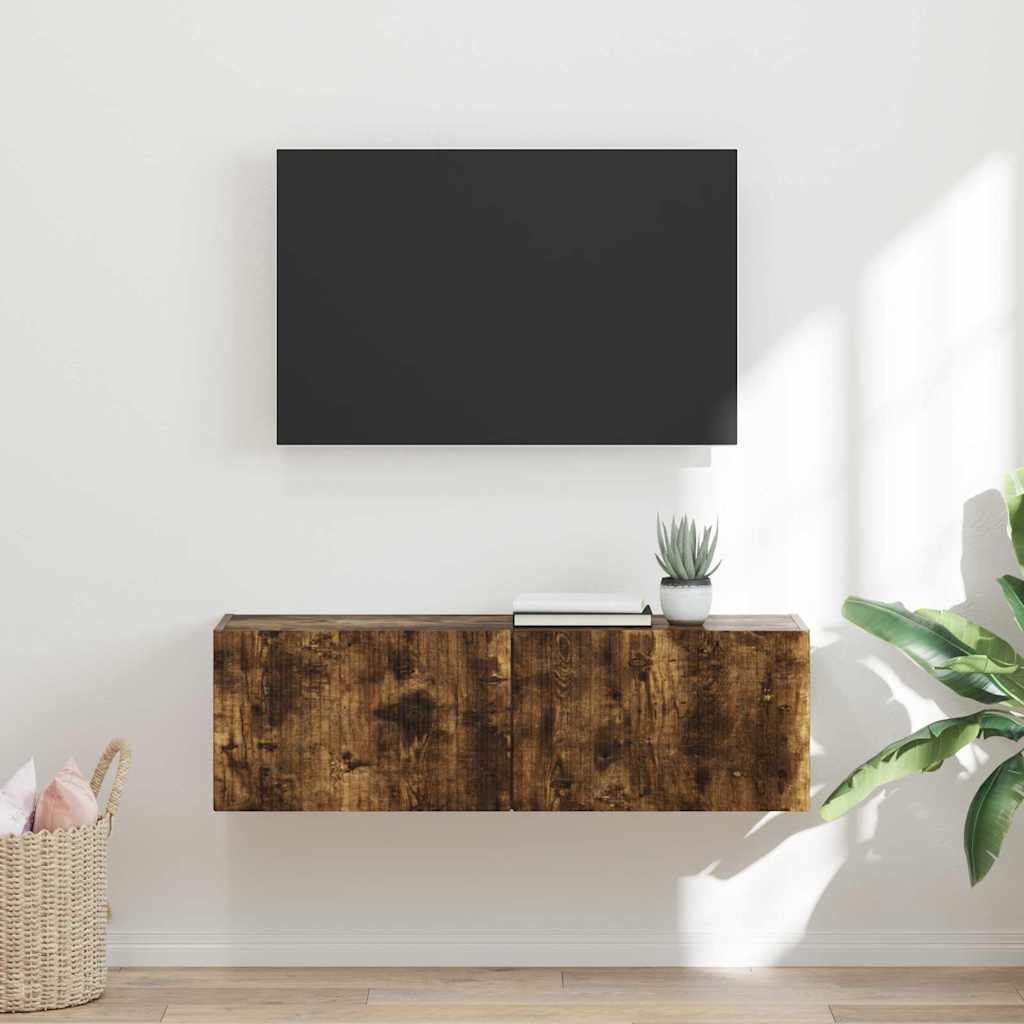 TV vægskab 98 x 31 x 29,5 cm Røget eg Konstrueret træ