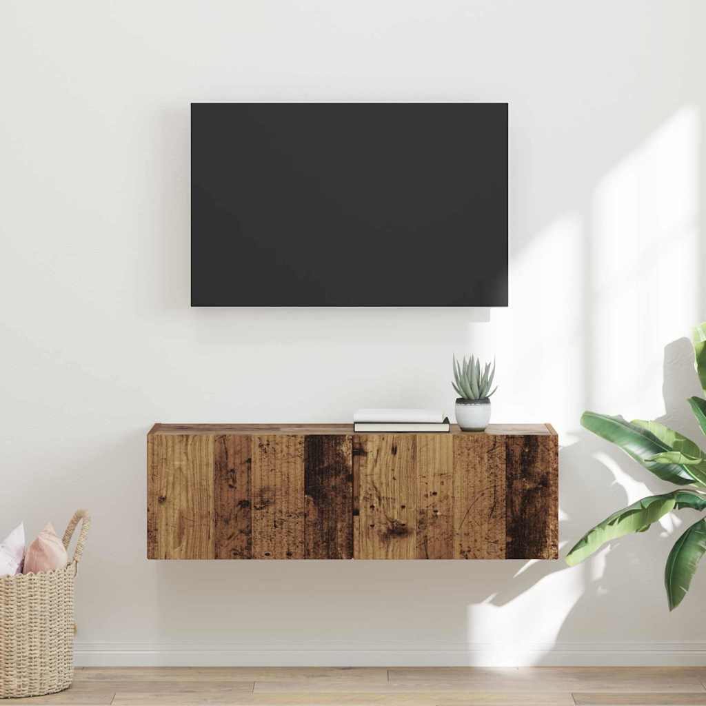 TV vægskab 98 x 31 x 29,5 cm Gammelt træ Konstrueret træ