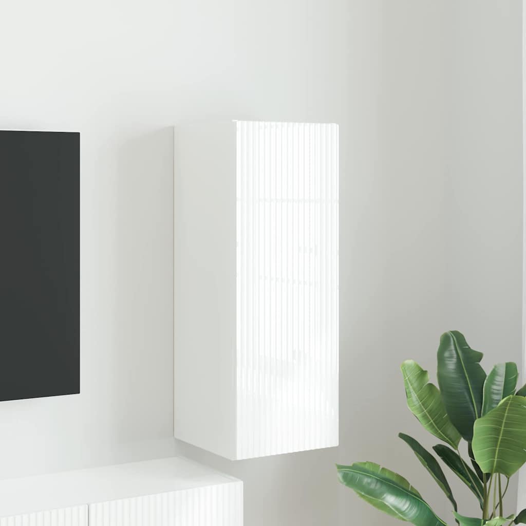 TV vægskab 30 x 31 x 80 cm Gloss Hvid Konstrueret træ