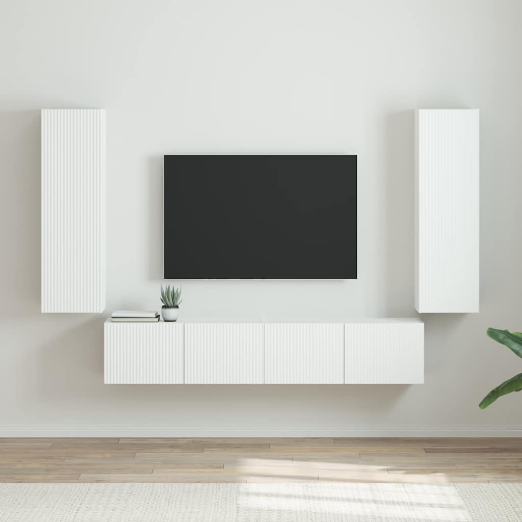 TV vægskab 2 stk. Gloss Hvid Konstrueret træ
