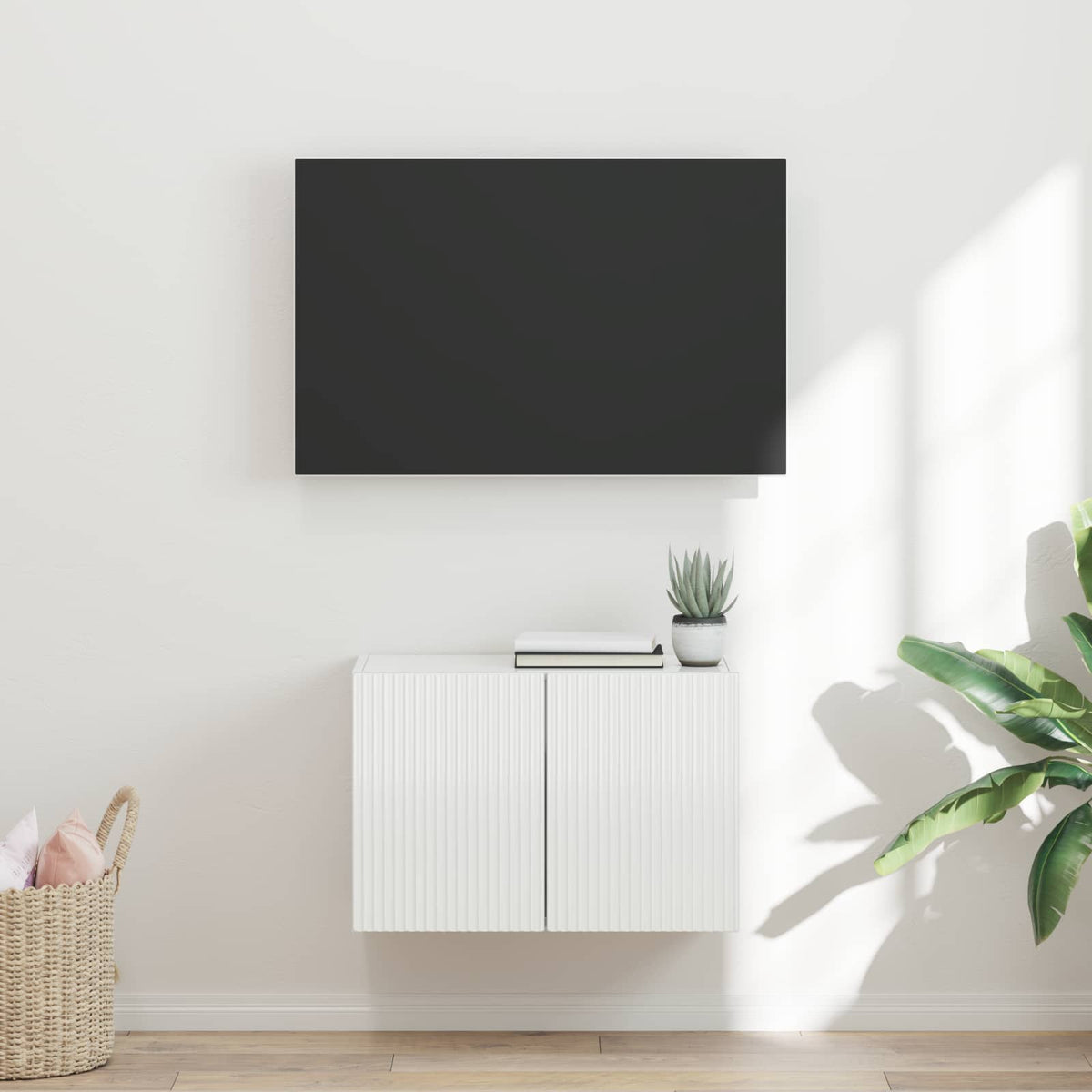 TV vægskab 59,5 x 31 x 40 cm Høj gloss hvid Konstrueret træ
