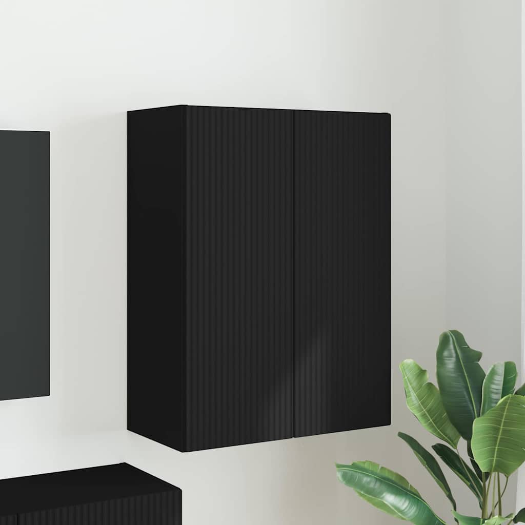 TV vægskab 59,5 x 31 x 80 cm Sort Konstrueret træ