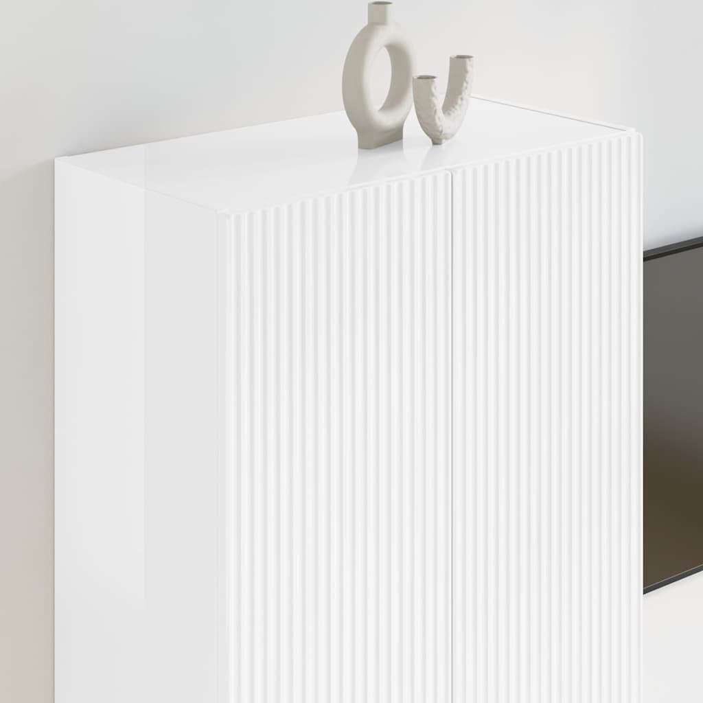 TV vægskab 59,5 x 31 x 80 cm Høj gloss hvid Konstrueret træ
