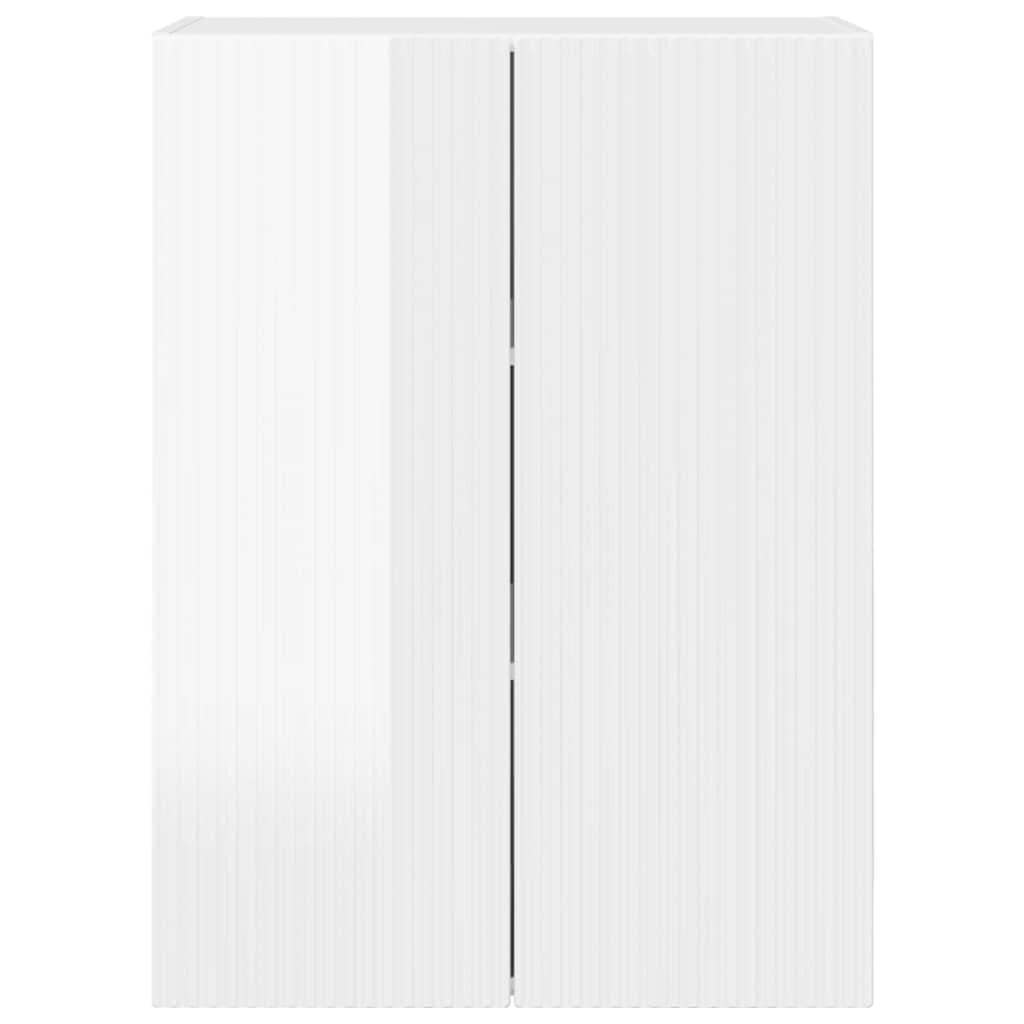 TV vægskab 59,5 x 31 x 80 cm Høj gloss hvid Konstrueret træ