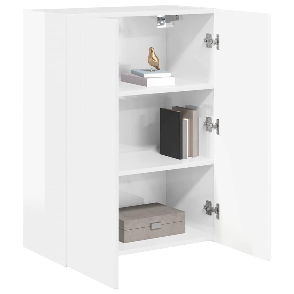 TV vægskab 59,5 x 31 x 80 cm Høj gloss hvid Konstrueret træ