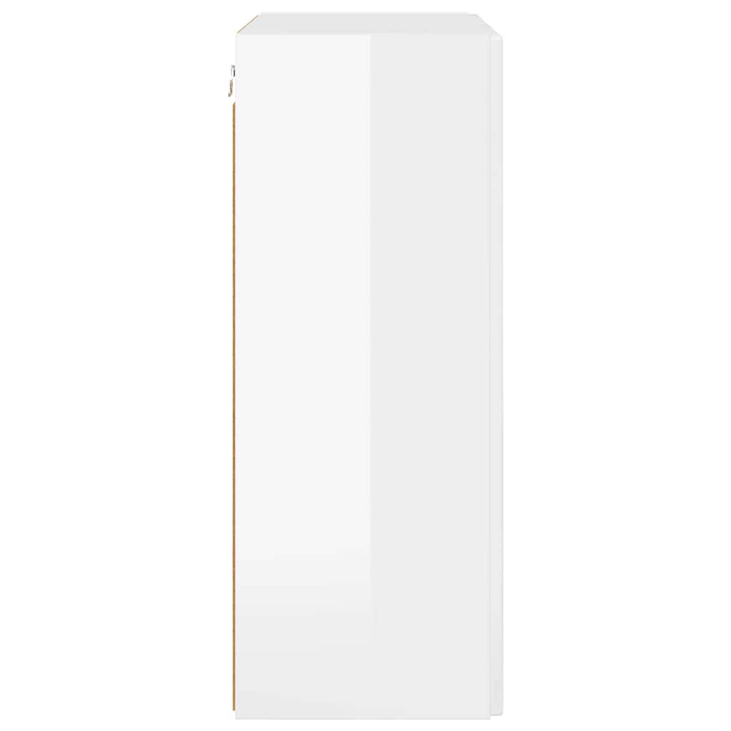 TV vægskab 59,5 x 31 x 80 cm Høj gloss hvid Konstrueret træ