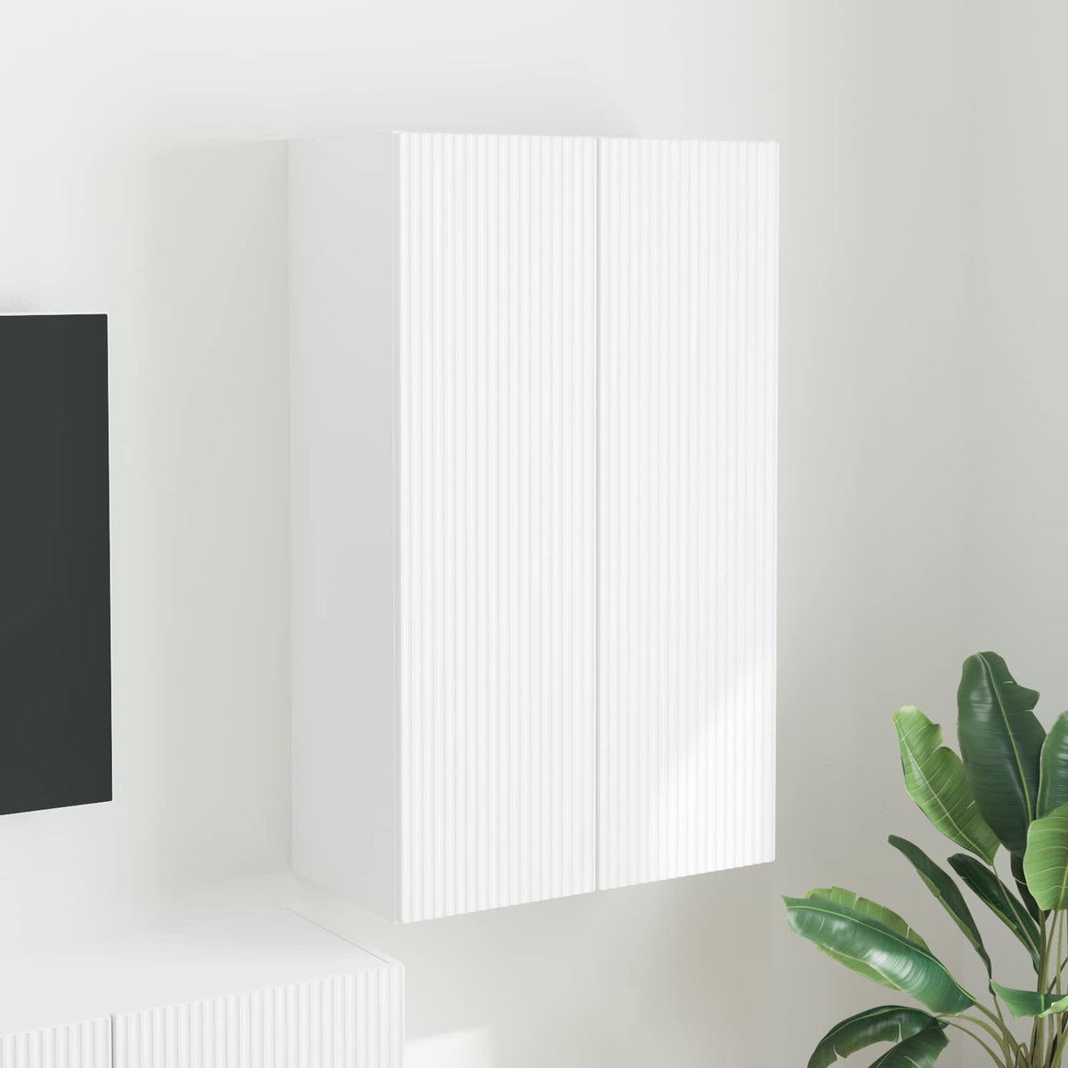 TV vægskab 59,5 x 31 x 100 cm Hvid Konstrueret træ