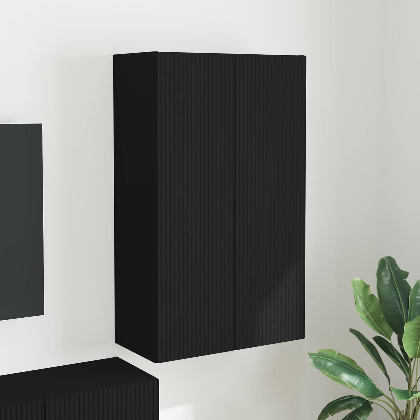 TV vægskab 59,5 x 31 x 100 cm Sort Konstrueret træ
