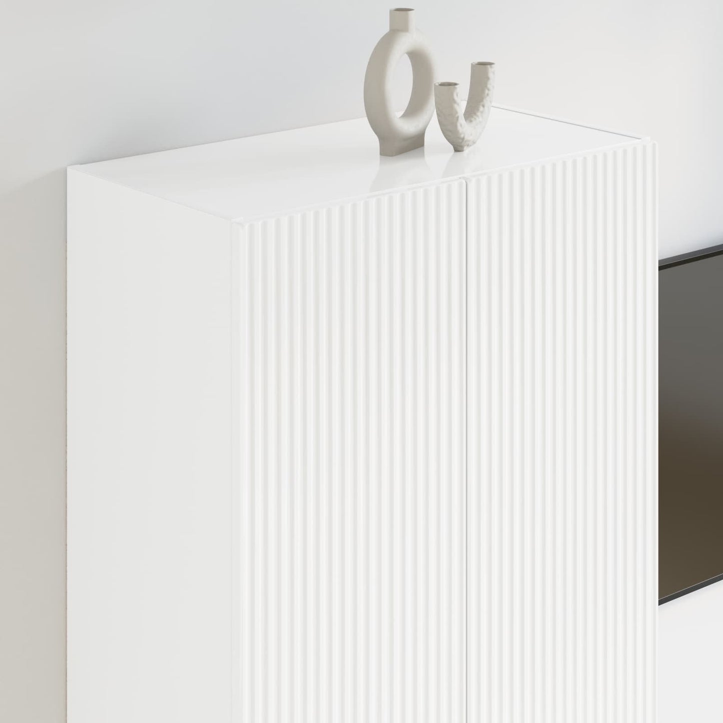 TV vægskab 59,5 x 31 x 100 cm Høj gloss hvid Konstrueret træ