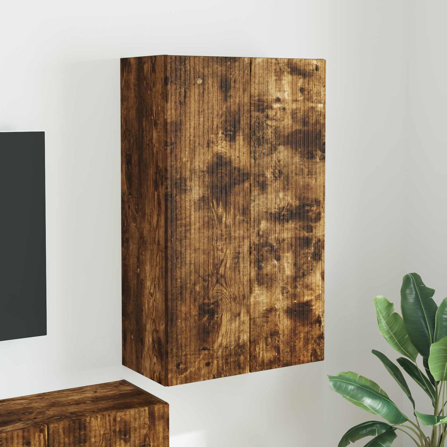 TV vægskab 59,5 x 31 x 100 cm Røget eg Konstrueret træ