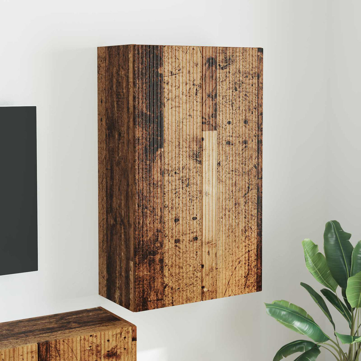 TV vægskab 59,5 x 31 x 100 cm Gammelt træ Konstrueret træ