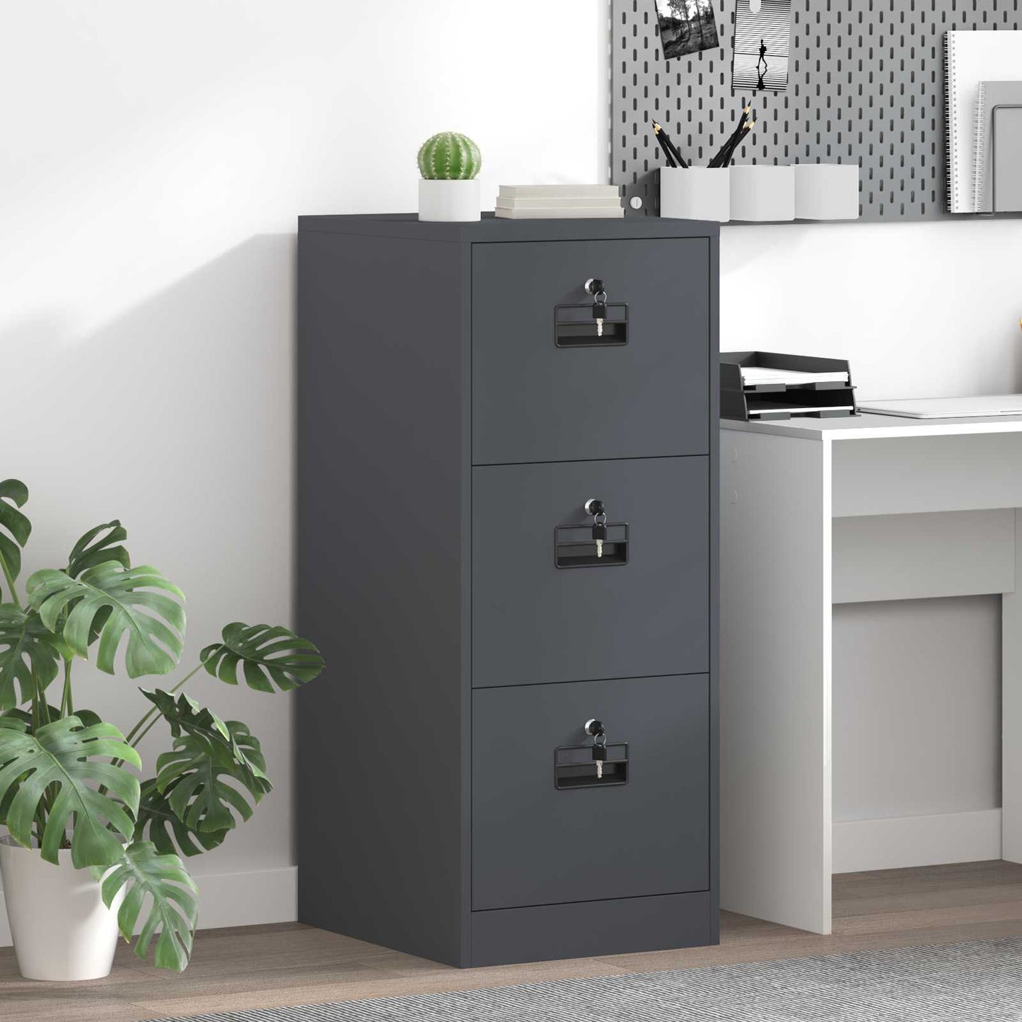 Fil kabinett Antracit 44 x 50 x 106,5 cm Koldvalset Stål