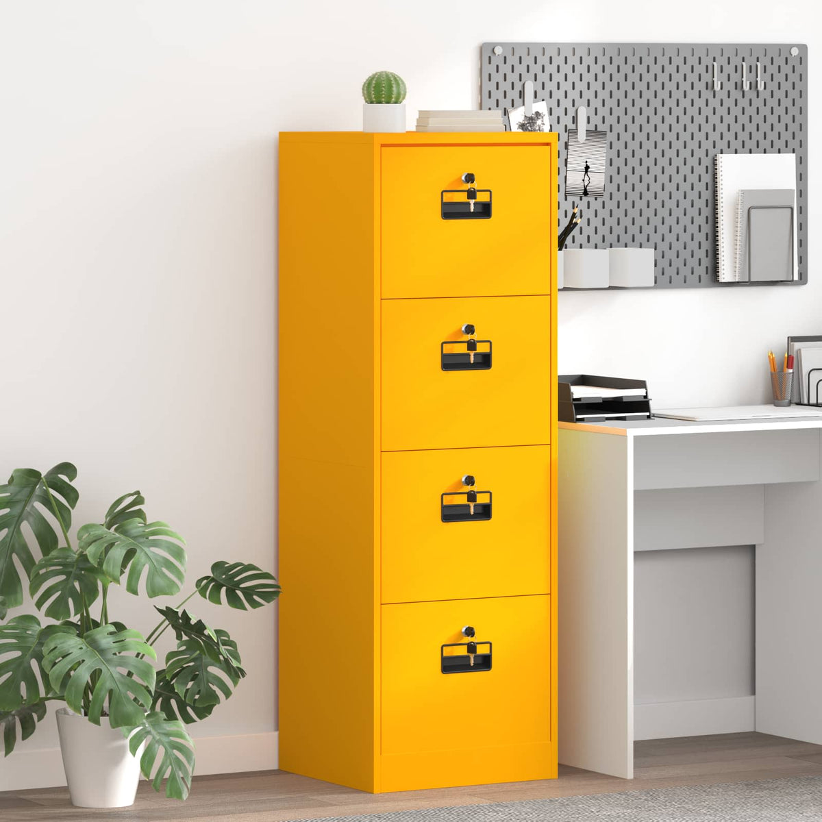 Fil kabinett Sennepsgul 45,5 x 42 x 139 cm Koldvalset Stål