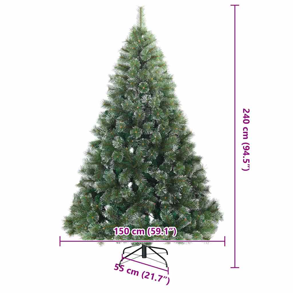 Kunstigt bøjelig juletræ snefløjtet Grøn 240 cm PVC, stål
