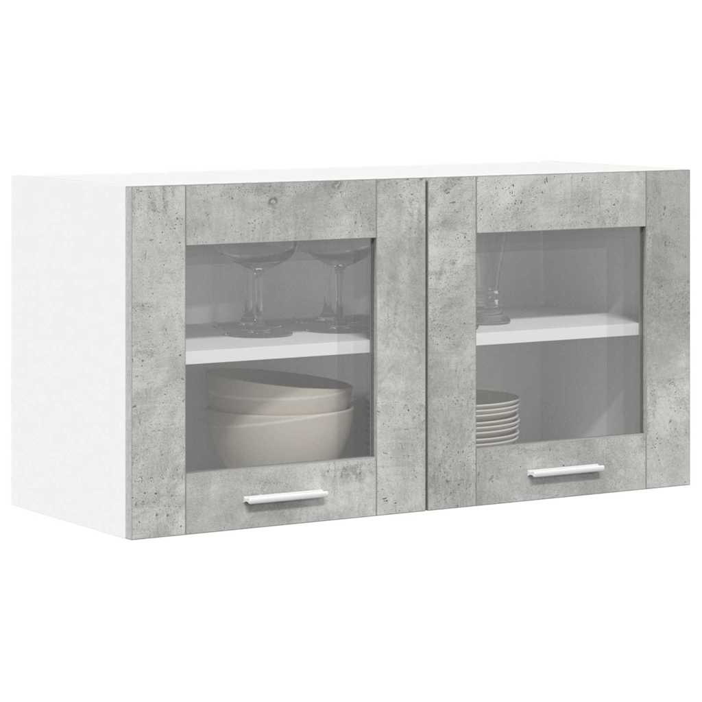 Hængeskab Beton grå og hvid 80 x 31 x 40 cm Konstrueret træ