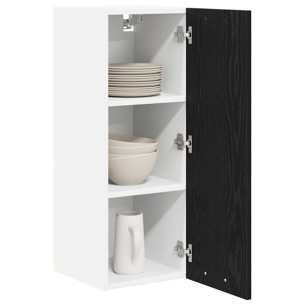 Hængeskab Sort Eg og Hvid 30 x 31 x 80 cm Konstrueret træ