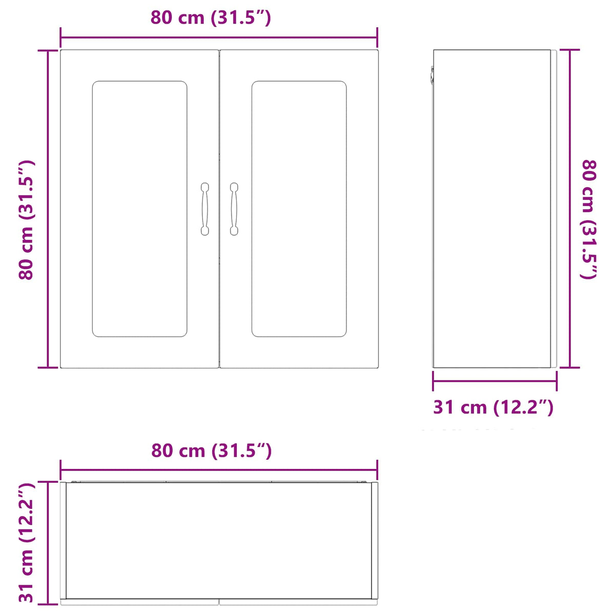 Panel til opvaskemaskine Kalmar Høj gloss hvid 80 x 31 x 80 cm