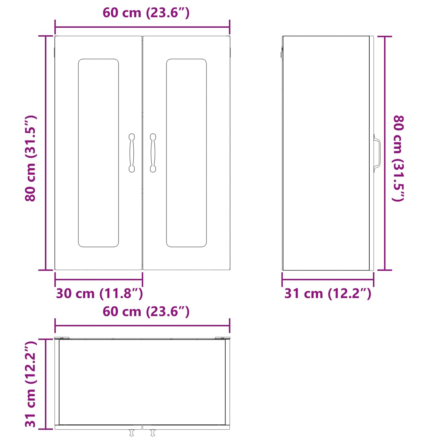 Panel til opvaskemaskine Kalmar Hvid 60 x 31 x 80 cm