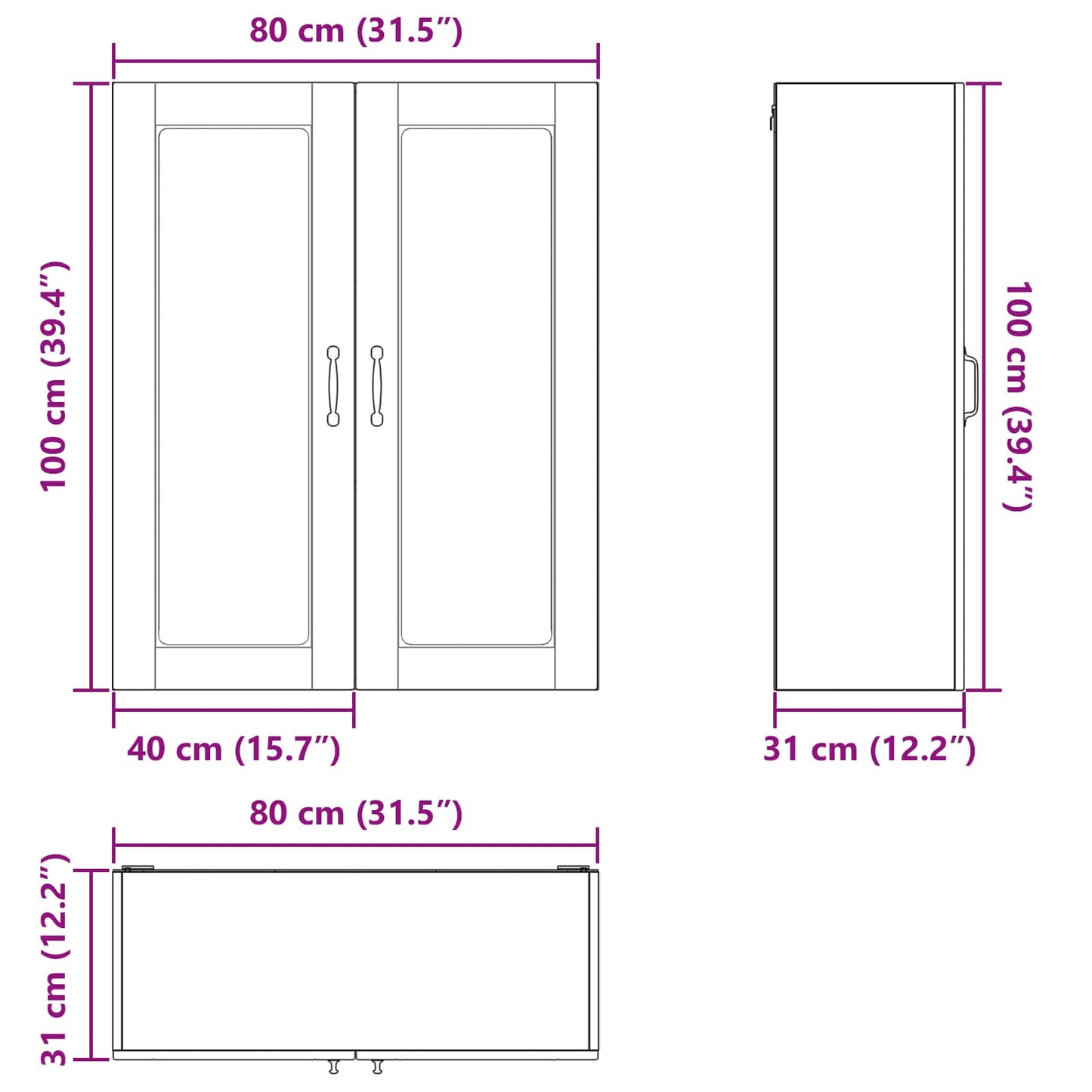Panel til opvaskemaskine Kalmar Hvid 80 x 31 x 100 cm