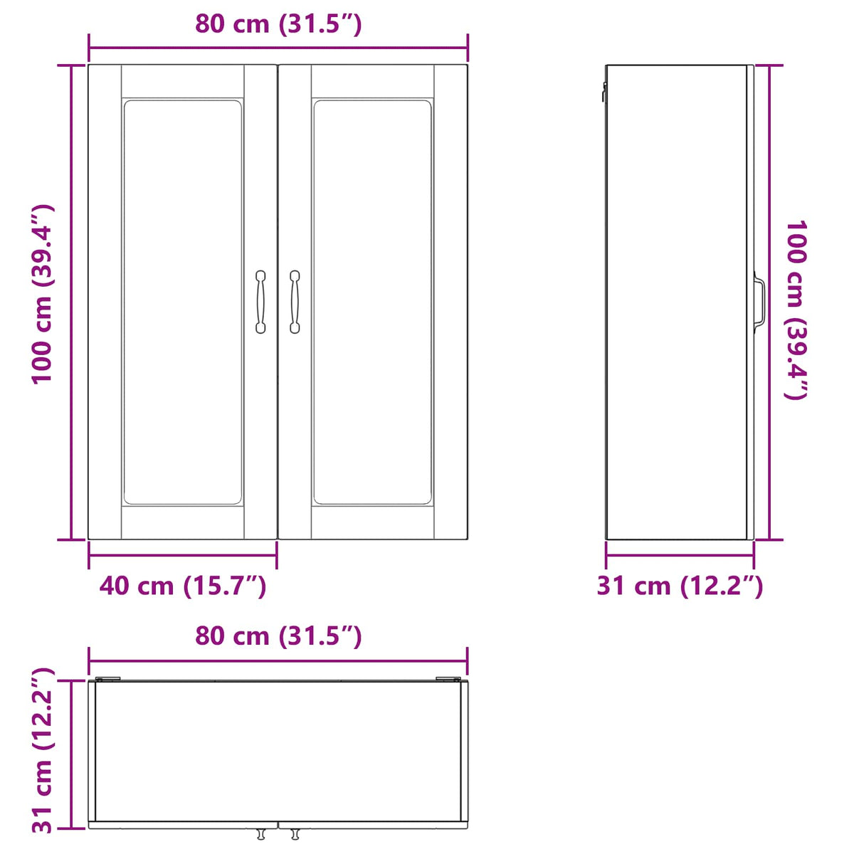 Panel til opvaskemaskine Kalmar Høj gloss hvid 80 x 31 x 100 cm