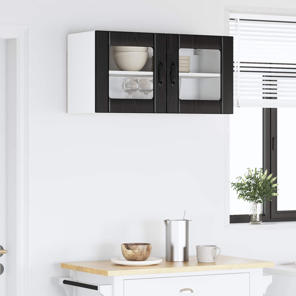 Væglågskab LUCCA Sort eg 80 x 31 x 40 cm Konstrueret træ