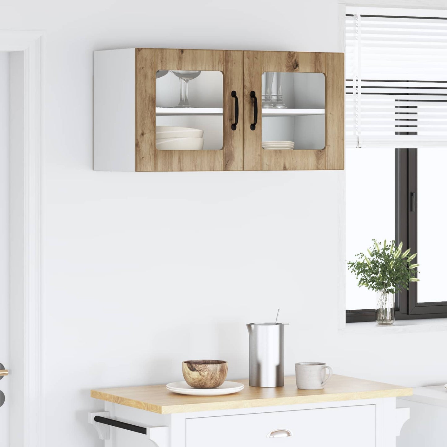 Væglågskab PORTO Artisan Egetræ 80 x 31 x 40 cm Konstrueret træ
