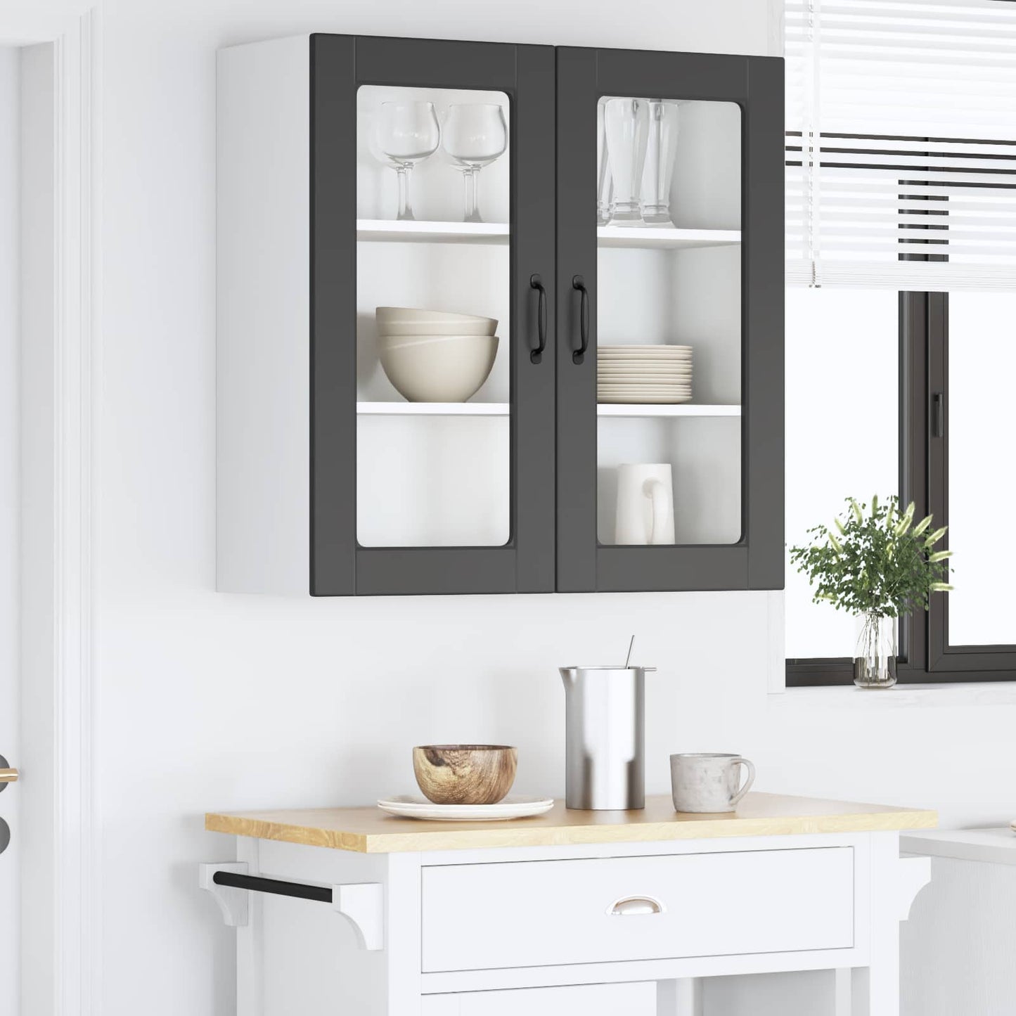 Væglågskab PORTO Sort 80 x 31 x 80 cm Konstrueret træ