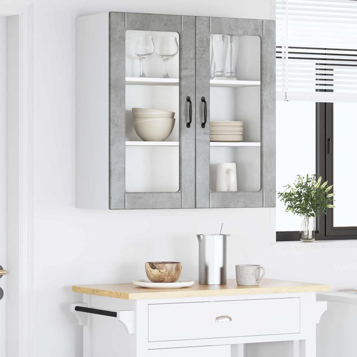 Væglågskab PORTO Beton Grå 80 x 31 x 80 cm Konstrueret træ