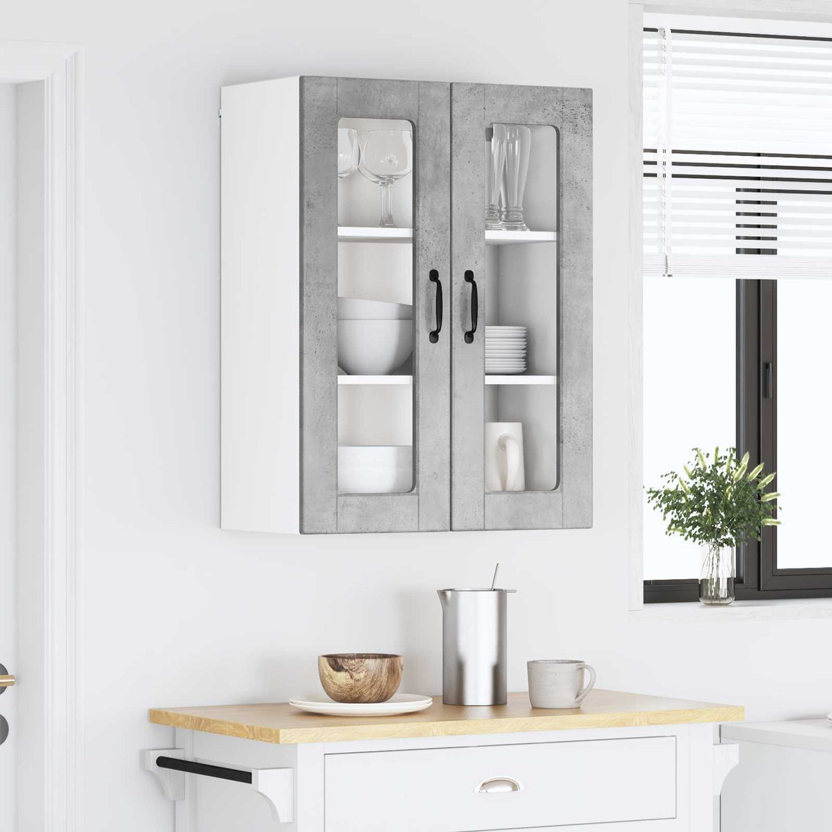 Væglågskab PORTO Beton Grå 60 x 31 x 80 cm Konstrueret træ