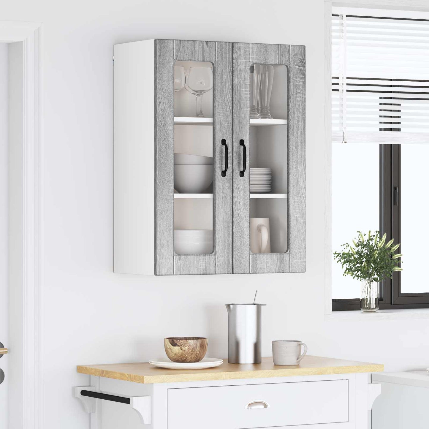 Væglågskab PORTO Grå Sonoma 60 x 31 x 80 cm Konstrueret træ