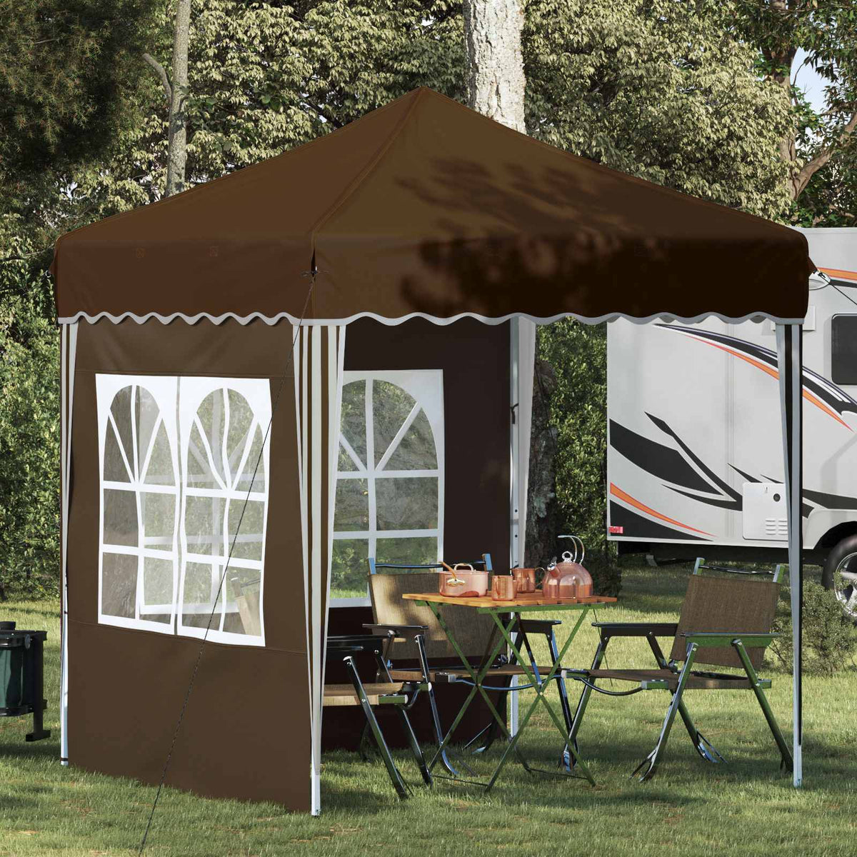 Pop-up Festtelt 195 x 195 x 245 cm Gråbrun Oxford stof