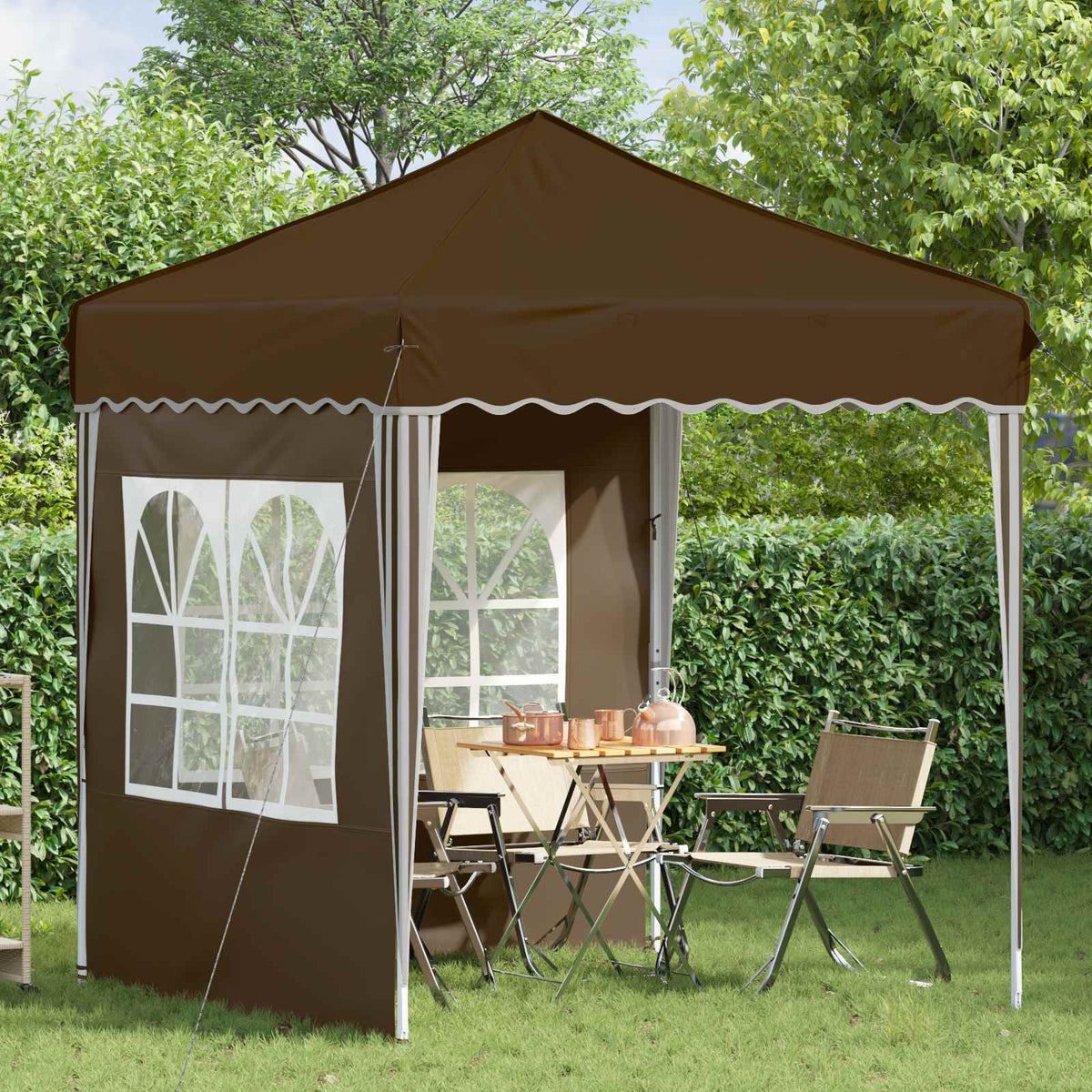 Pop-up Festtelt 195 x 195 x 245 cm Gråbrun Oxford stof