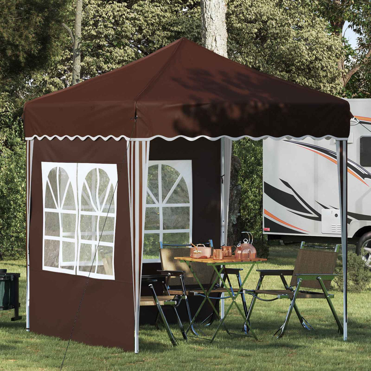 Pop-up Festtelt 195 x 195 x 245 cm Brun Oxford stof