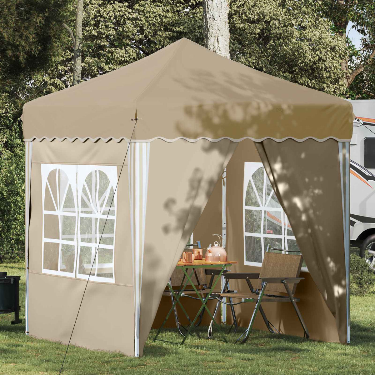 Pop-up Festtelt 195 x 195 x 245 cm Cremefarvet Oxford stof